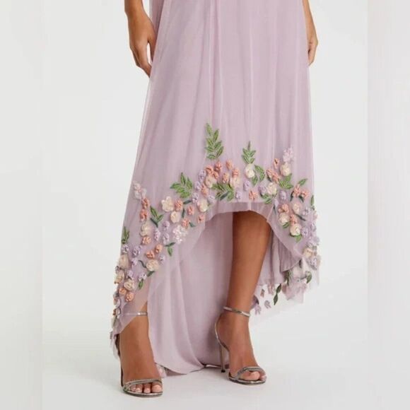 Mac Duggal 9236 Size 14 One Shoulder Trapeze Floral Hem High Low Gown Maxi Dress - Picture 7 of 11